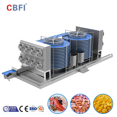 فریزر دو مارپیچی سریع IQF CBFI برای خط پردازش ماهی