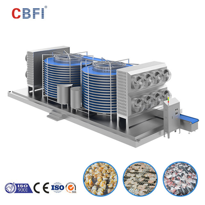 800kg/H IQF یخچال فریزر دو مارپیچی جعبه هوشمند نوع جعبه فریزر سریع تجهیزات تبرید